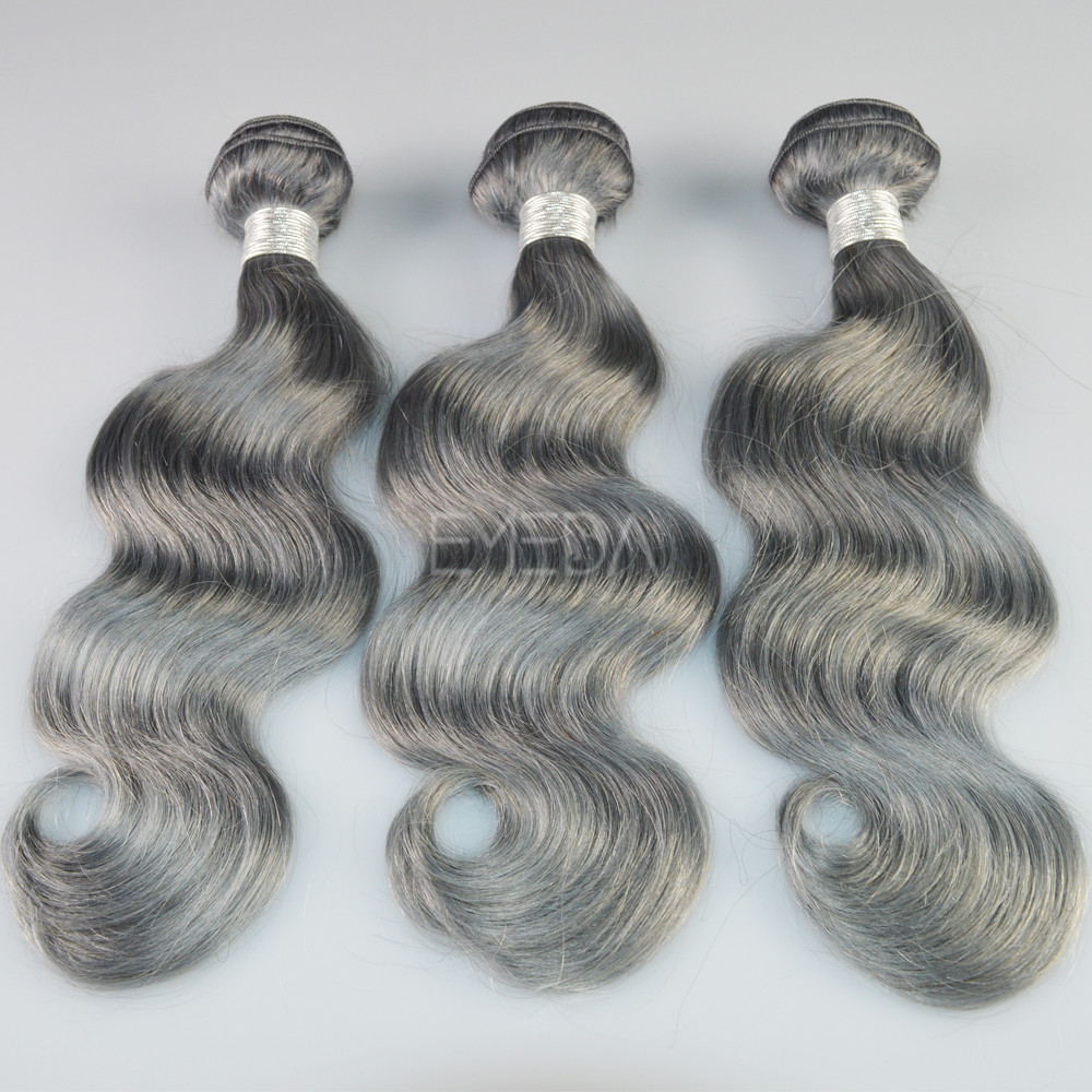 Silver color Body wave peruvian hair weft LJ134
